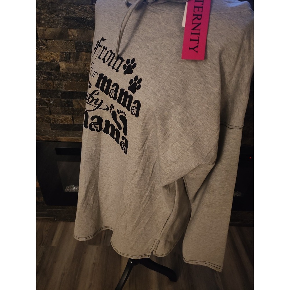From Fur Mama To Baby Mama Hooded Gray  Sweatshirt NEW Maternity Size Medium - Picture 7 of 7